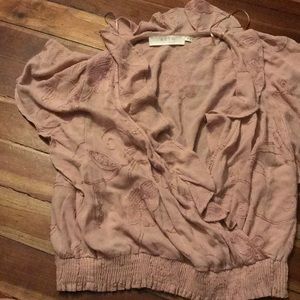 Blush cropped blouse with embroidery